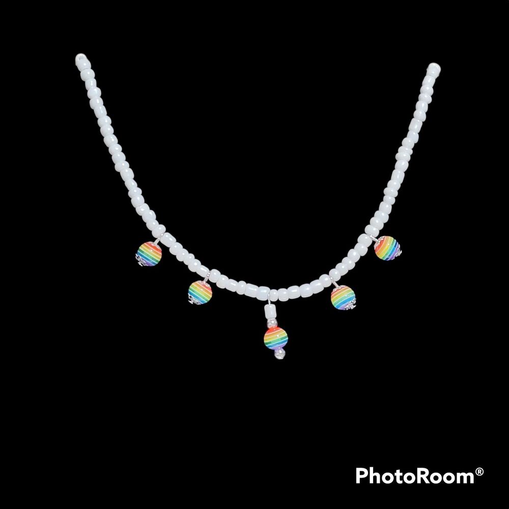 Handmade Glass Beadwork Rainbow necklace